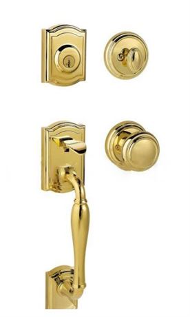 Baldwin 180WYHXATK-RDB-L03-SMT Wesley Handleset w/ Alcott Knob, Brass