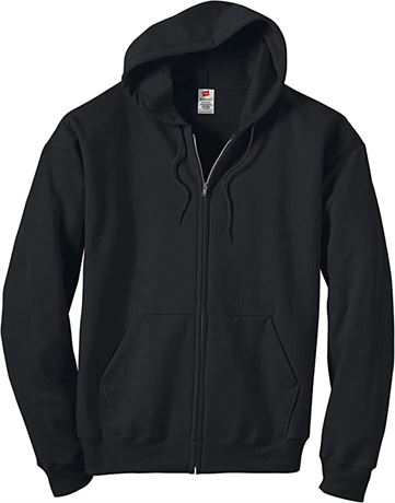 Hanes EcoSmart Men's Fleece Zip-Front Hooded Sweatshirt, Medium, Black