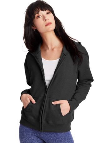 Hanes EcoSmart Women's Full-Zip Hoodie - Black - Small