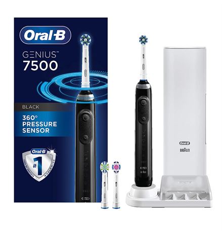 Oral-B 7500 Electric Toothbrush with Brush Heads and Travel Case, Black