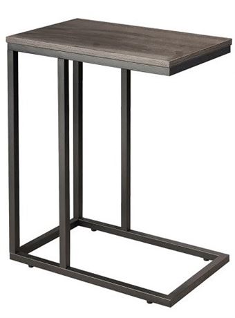 GRAY OAK C-SHAPED END TABLE