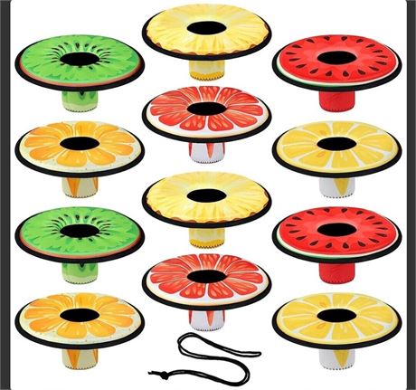 12 Pcs Neoprene Floating Drink Holders for Pool with Lanyard Floating Coolies