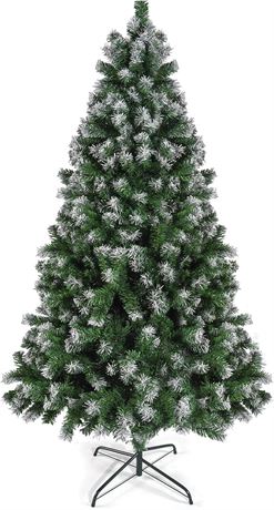 Flocked Christmas Tree 6ft Frosted, Green and White