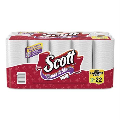 Scott Choose-A-Sheet Mega Roll Paper Towels, 1-Ply, 30 Rolls