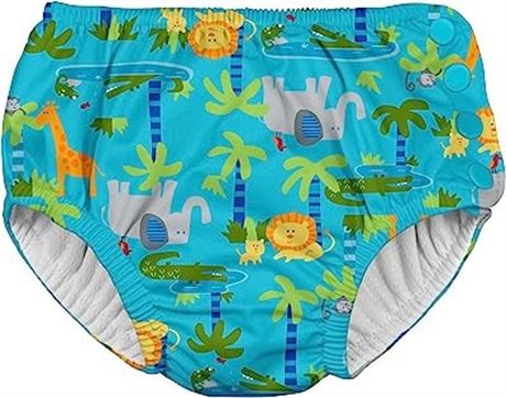 iPlay Boys Snap Reusable Swim Diaper, 18-Months, Aqua Jungle