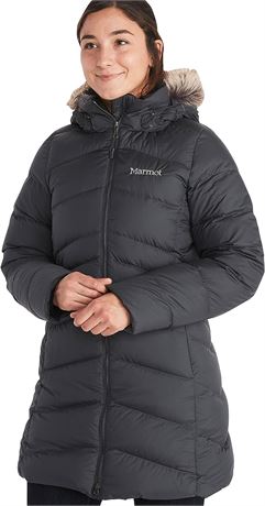 Marmot Montreal Women's Mid-Thigh Length Down Puffer Coat, Steel