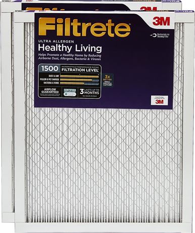 Filtrete 20x30x1 Air Filter, 1-Inch Air Filters, 2 Filters