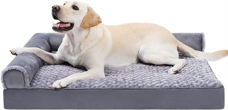 MIHIKK Orthopedic Dog Bed Deluxe Plush L-Shaped Dog Bed