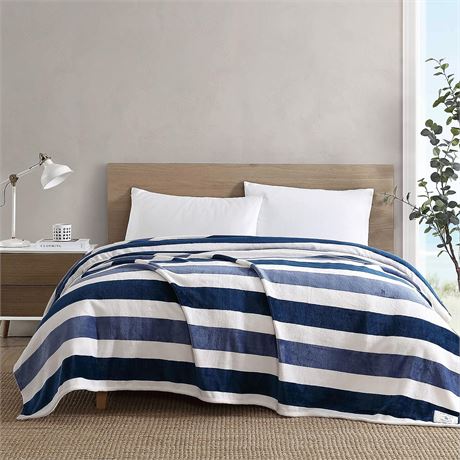 Nautica- Queen Blanket (Awning Strip Navy)