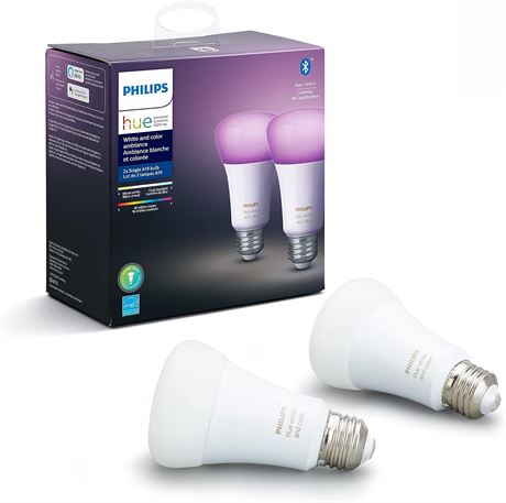 Philips Hue White and Color Ambiance 2-Pack A19 LED Smart Bulb