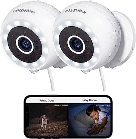 LaView 4MP Security Cameras Outdoor Indoor 2pc,Works with Alexa