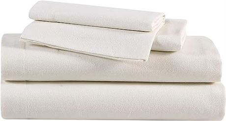 Eddie Bauer - Twin Sheets, Cotton Flannel Bedding Set, (Ivory, Twin)