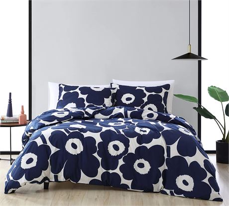 Marimekko - King Duvet Cover Set, All Season Home Decor (Unikko Indigo, King)