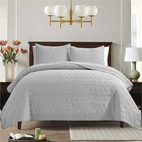 Mocaletto Luxury 2 Piece Twin Size Quilt - Light Gray