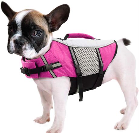 Dog Life Jacket Swimming Vest, Pink, Large