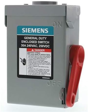 SIEMENS 2P 30A 240V General Duty Safety Switch Outdoor, Non-Fusible, ANSI 61