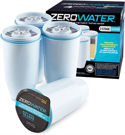 ZeroWater Official Replacement Filter - 5-Stage Filter Replacement, Set of 4