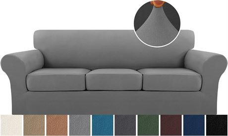 4 Pieces Stretch Soft Couch Cover - Grey