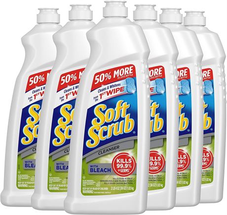 Soft Scrub Antibacterial Cleaner w/ Bleach Surface Cleanser, 36 Oz, Pack of 6