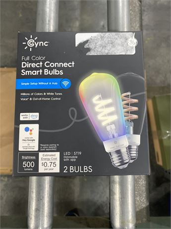 GE Lighting CYNC Smart LED Light Bulbs, ST19 Edison Style, 2-Pack