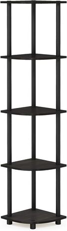 Furinno Turn-N-Tube 5 Tier Corner Shelving Unit, 1-Pack, Espresso/Black