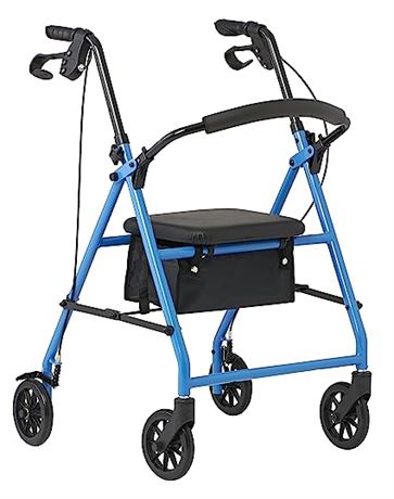 Medline Mobility Lightweight Folding Steel Rollator Walker with 6-inch Wheels