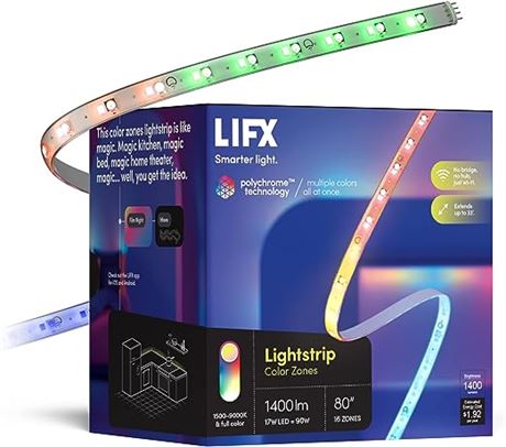 LIFX Lightstrip Color Zones, Wi-Fi Smart LED Light Strip, Full Color