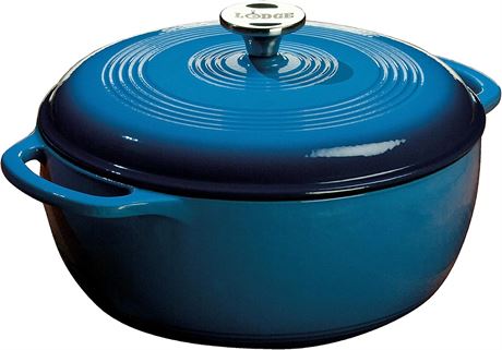 Lodge 6 Quart Enameled Cast Iron Dutch Oven with Lid - Blue