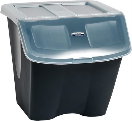 Redmon since 1883 10 Gallon Stackable Shutter Bins, Black, Set 2