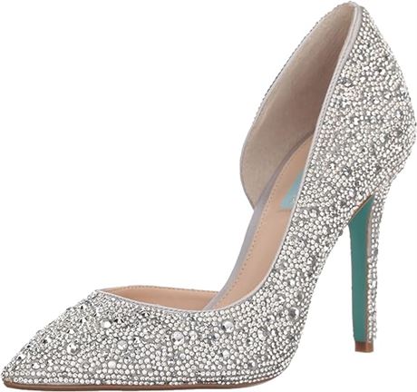 Blue by Betsey Johnson Women's SB-HAZIL Pump, Silver Satin, 7.5 M US