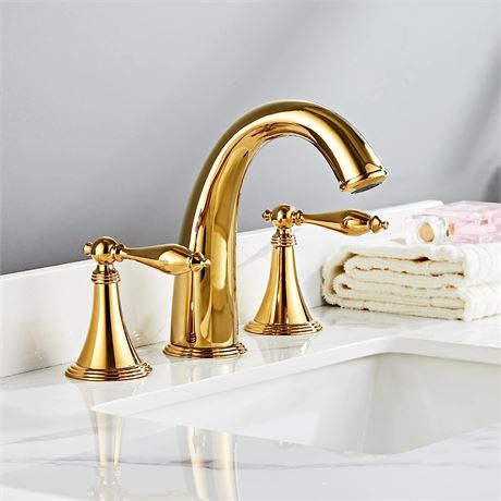 SaniteModar Bathroom Faucet, Gold - 8" Faucet - 2 Handles