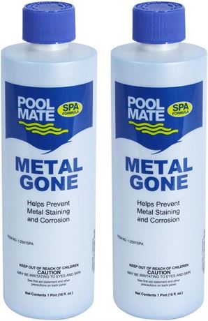 Pool Mate Metal Gone Stain Remover for Spas and Hot Tubs, 1-Pint, 2-Pack