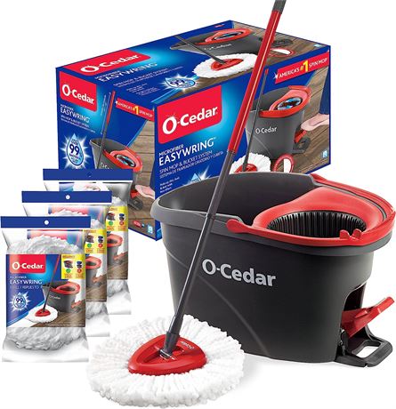 O-Cedar Easywring Microfiber Spin Mop & Bucket with 3 Extra Refills