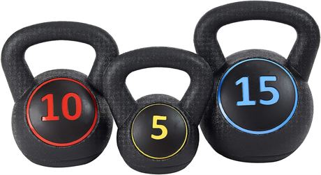 BalanceFrom Wide Grip Kettlebell Exercise Fitness Weight Set_, 30LB Set of 3