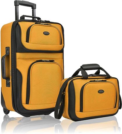 U.S. Traveler Rio Rugged Fabric Expandable Carry-on Luggage Set, Mustard