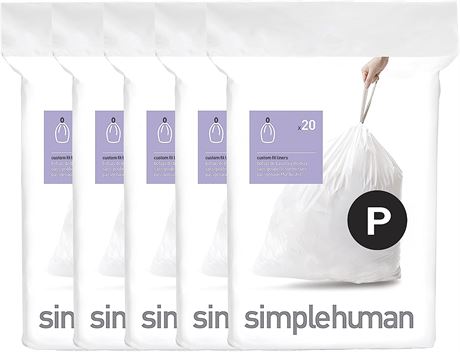 simplehuman Code P Custom Fit Drawstring Trash Bags, 50-60 L