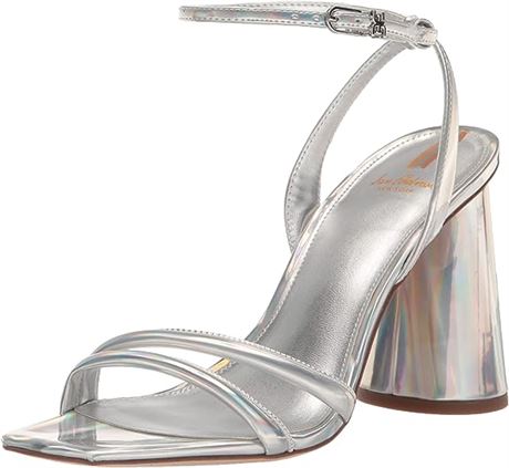 Sam Edelman Women's Kia Heeled Sandal, Liquid Soft Silver, 6