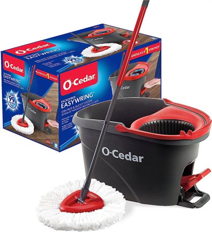 O-Cedar EasyWring Microfiber Spin Mop Bucket - Grey/Red