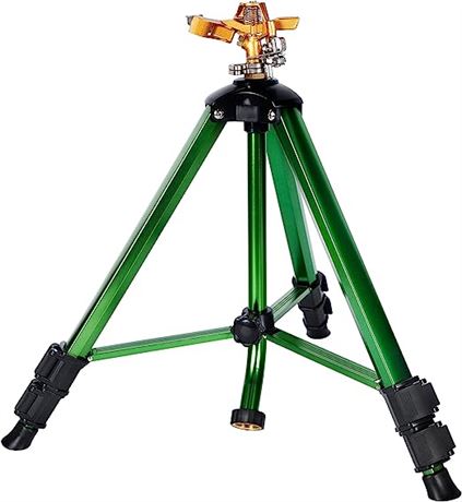 Impact Sprinkler Head on Tripod Base, Heavy Duty Lawn Sprinkler