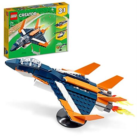 LEGO Creator 3 in1 Supersonic Jet Plane to Helicopter to Speed Boat Toy Set