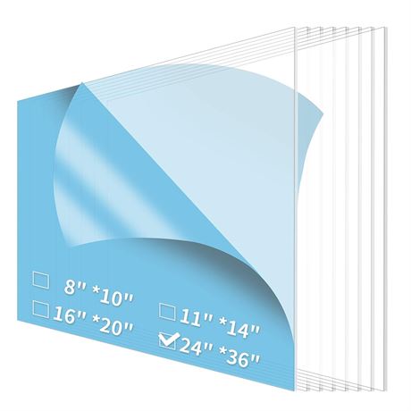 Art3d 5-Pack of 24_36" PET/Plexiglass Sheets, Transparent