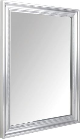 Amazon Basics Rectangular Wall Mirror 16" x 20", Decorative Trim, Nickel