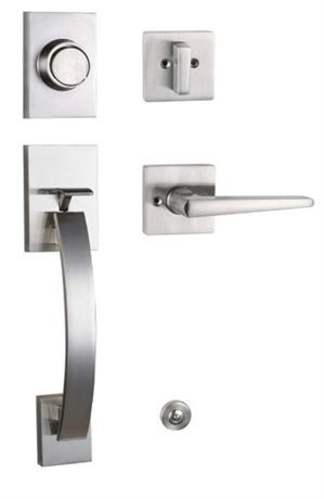 TMC Front Entry Door Handleset Modish (Keyed&Dummy Handleset, Satin Nickel)