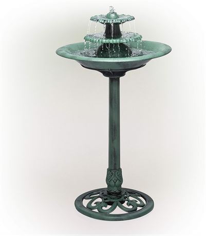 Alpine Corporation 35" Tall Outdoor 3-Tiered Pedestal Water Fountain/Birdbath