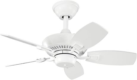 Kichler Canfield Ceiling Fan, White, 5-Blades with Pull Chain, (30" x 15")