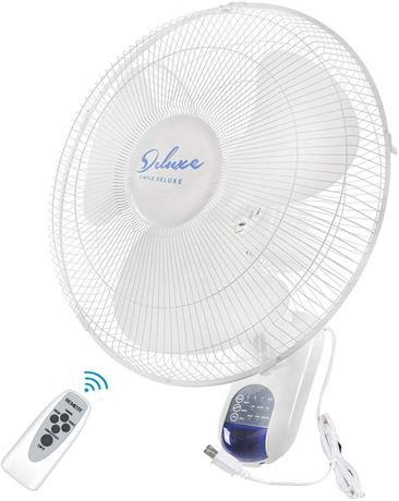 Simple Deluxe 16 Inch Digital Wall Mount Fan with Remote Control 3 Speed