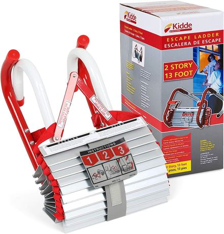 Kidde Fire Escape Ladder, 2-Story Rope, Extends to 13-Feet, Anti-Slip Rungs