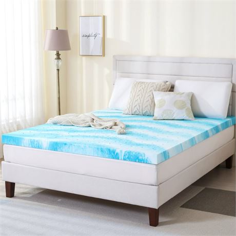 EGO 3 inch Gel Memory Foam Mattress Topper, Full