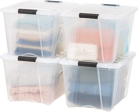 IRIS USA 53 Quart Stackable Plastic Storage Bins - 4 Pack