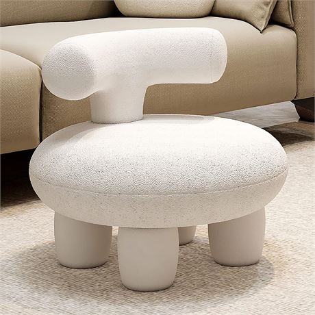 RJH Furniture Boucle Chair/Fuzzy Stool - TAN
